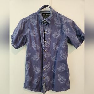 WILDFANG Blue paisley-patterned short sleeve button down size small